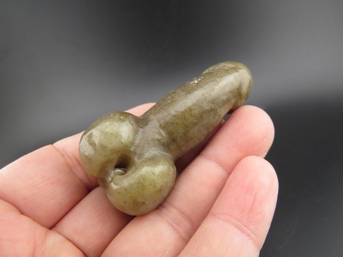 Jade antiguo chino, cultura Hongshan, jade Hetian, pene raro, colgante Q (756) - Imagen 6 de 6