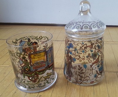 2 Schöne     Dekor Deckel Gläser Dose Motto Hochzeit Brautzug Tänzer Retro