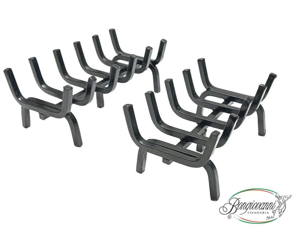 FONDERIA BONGIOVANNI Brucialegna in ferro con rinforzo per camino stufa barbecue dimensioni a scelta