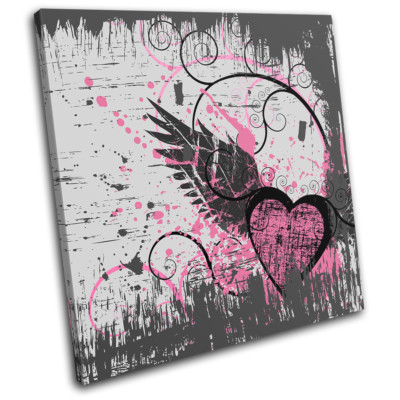 Abstract Grunge Vector Love SINGLE CANVAS WALL ART Picture Print