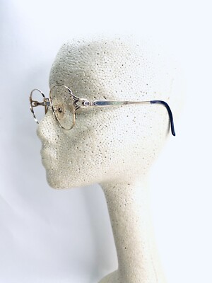 New YSL Yves Saint Laurent Gold Oval Glasses Blue Clear New YSL Yves Saint Laurent Gold Oval Glasses Blue Clear