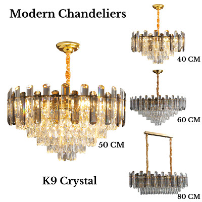 Moderner K9 Kristall Kronleuchter Gold Luxus Lampen E14 LED Deckenleuchter Leuchten