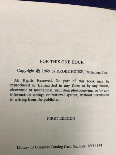 For This One Hour by William Arthur Ward Vintage Devotional 1969 First Edition - Imagen 4 de 4