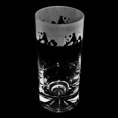 Highball Glass Decorated Panda Sandblast Animal Drinking Tumbler Gift Box Animo