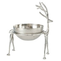 Deko Figur Schale Dekoschale Silber Hirsch Alfred - H 38Cm