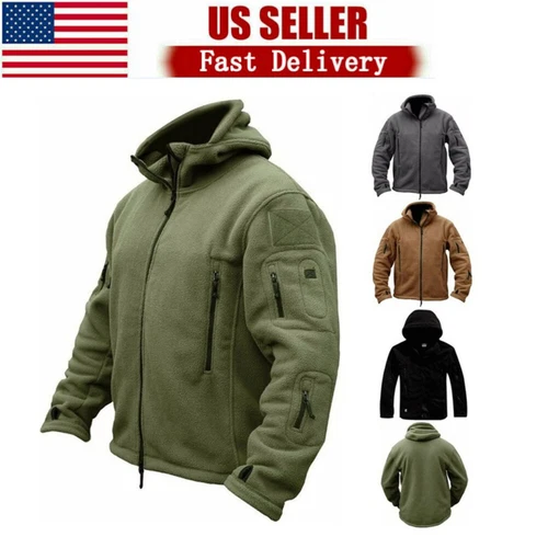 Men's Tactical Fleece Jacket Full-Zip Windproof Coat Outdoor Hiking Work Casual - product listing photo
