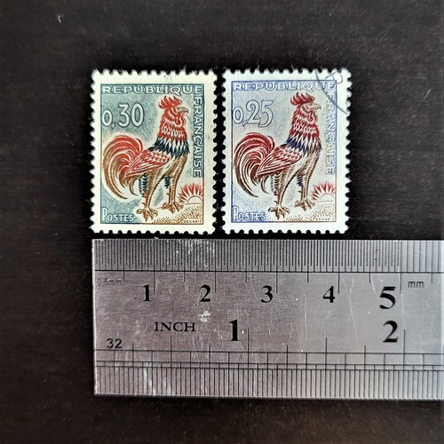 Postage Stamps 1960s France Set 2 pcs Rooster MH/Used - Picture 4 of 6