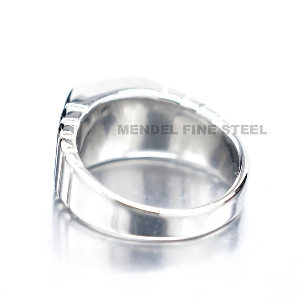 Anillo de piedra MENDEL chapado en oro verde circonita cúbica para hombre y mujer de acero inoxidable talla 7-13 Foto 4 de 4