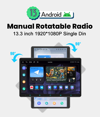 13.3 inch Android 13 Radio Single Din Rotatable Vertical Screen 8+