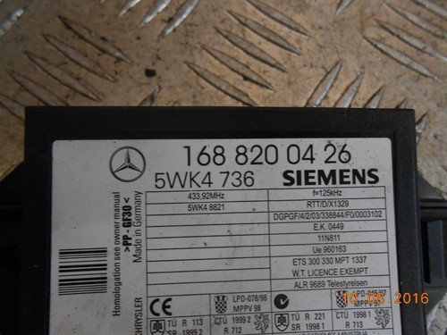 MERCEDES CLASE A W168 1999 INMOVILIZADOR MÓDULO ECU 1688200426 - Imagen 2 de 3