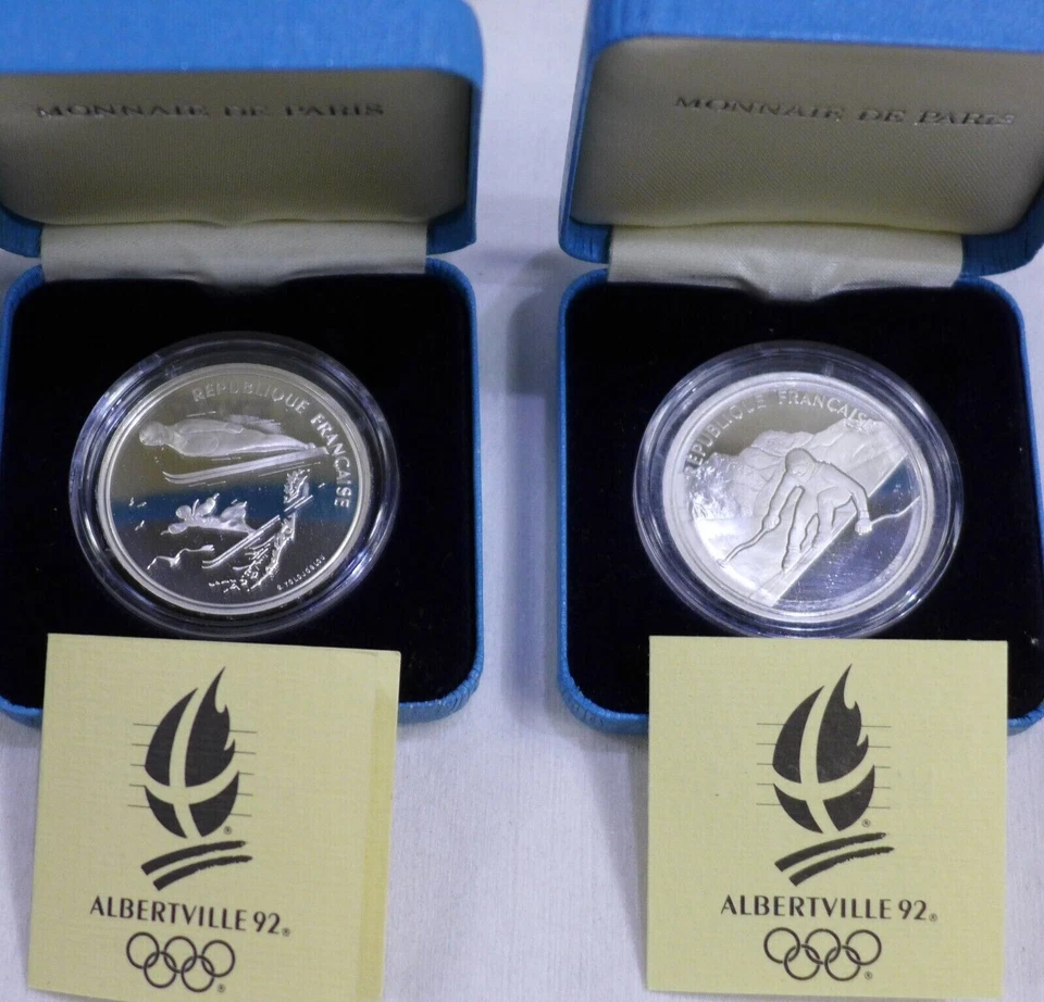 1989-1991 FRANCIA - JUEGO COMPLETO 100 FRANCOS 1992 PRUEBA OLÍMPICA PLATA (9) - 6 OZ Foto 4 de 4