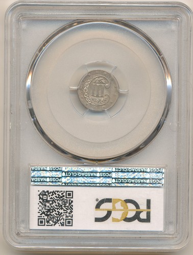 1857 3CS Three Cent Silver MS 64 PCGS - Picture 3 of 4