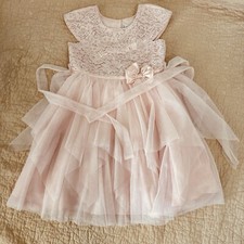 Jona Michelle Pink Dress Girls sz 8 Special Occasion Sequins Floral Wedding