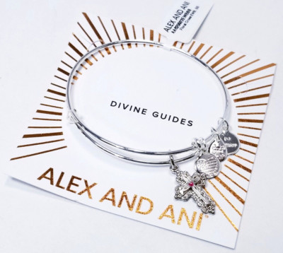 Alex And Ani Floral Cross Charm Bangle Bracelet
