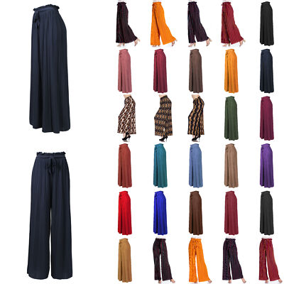 MixMatchy Ribbon Tie Chiffon Loose Pleated Wide Leg Palazzo Pants