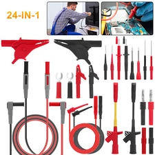 24Pcs Multimeter Test Leads Set with Alligator Clip 4mm Banana Plug Back Probes