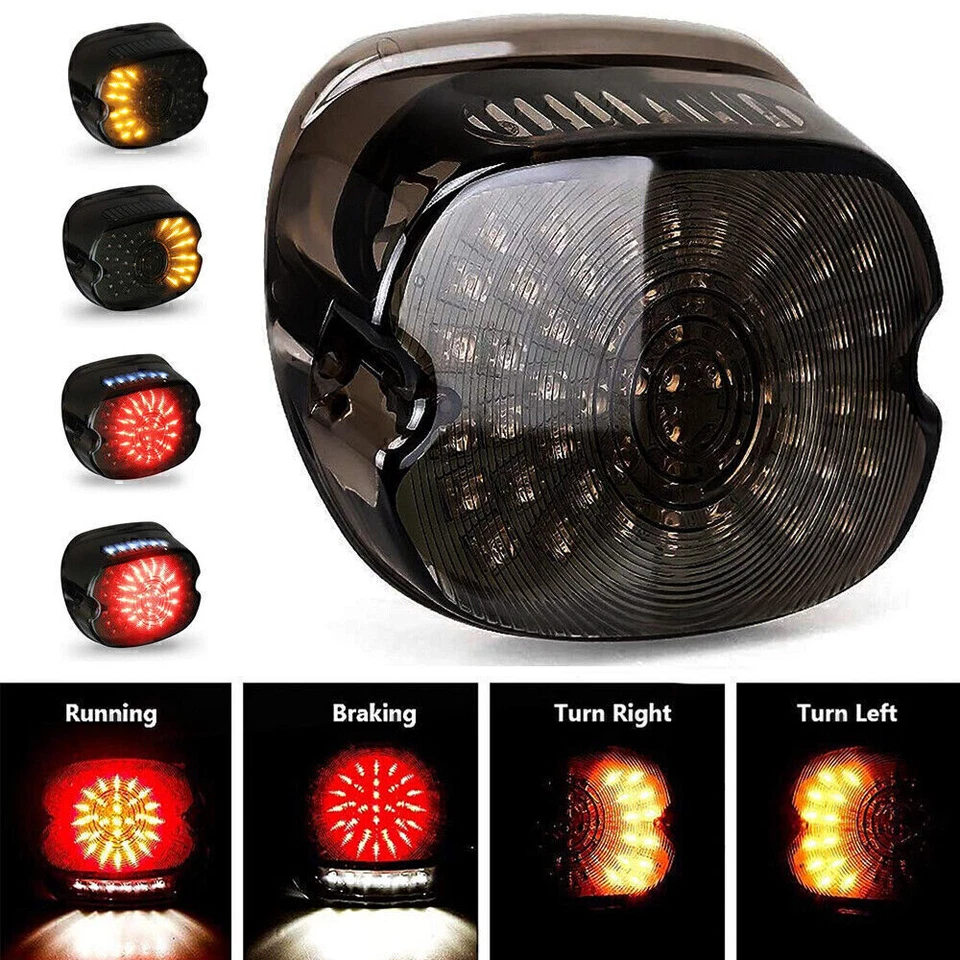 Luz trasera de freno LED humo para Harley Sportster Dyna Heritage Softail FLSTC Foto 3 de 4