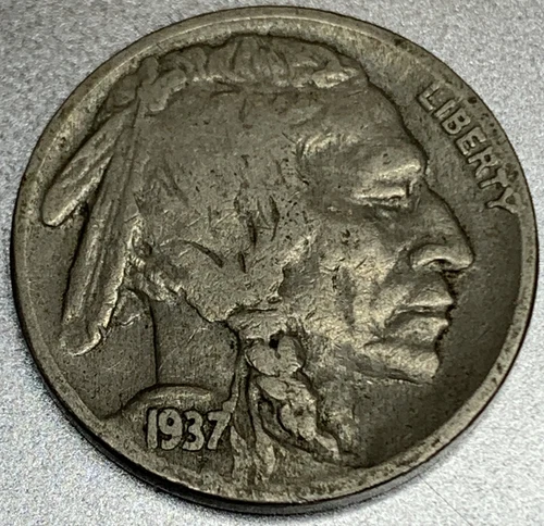 1937-D Buffalo 🦬 Indian Head Nickel 5c F Fine SR669