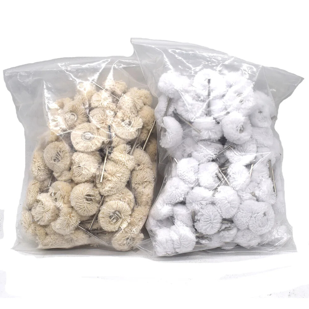 100-piece cotton thread polishing brush set for rotary tool jewelry grinding wheels