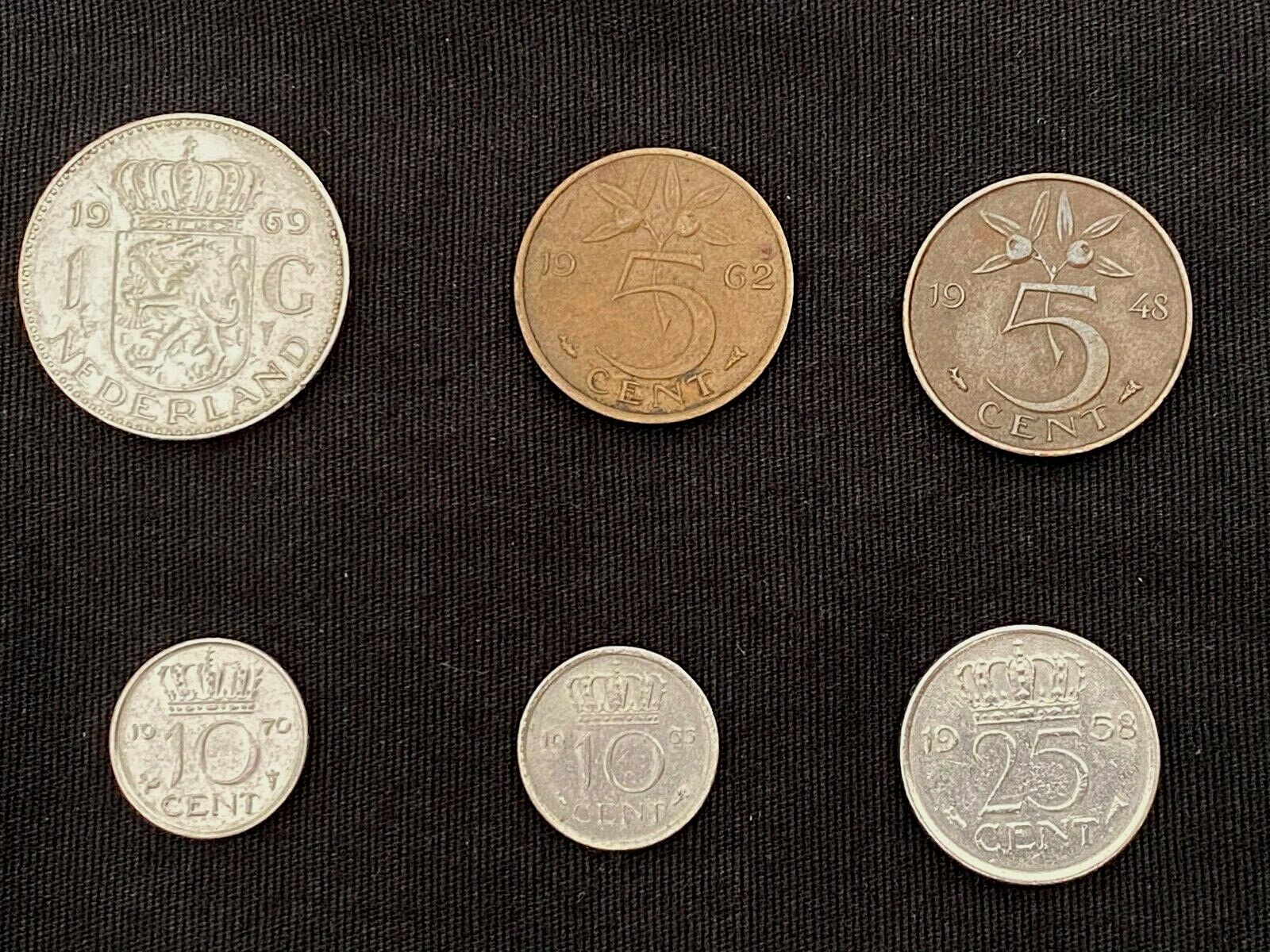 6 Netherlands Old Coins Ranking TOP1 from 1948-1970 One 5 25 Max 43% OFF Gulden & Cen 10