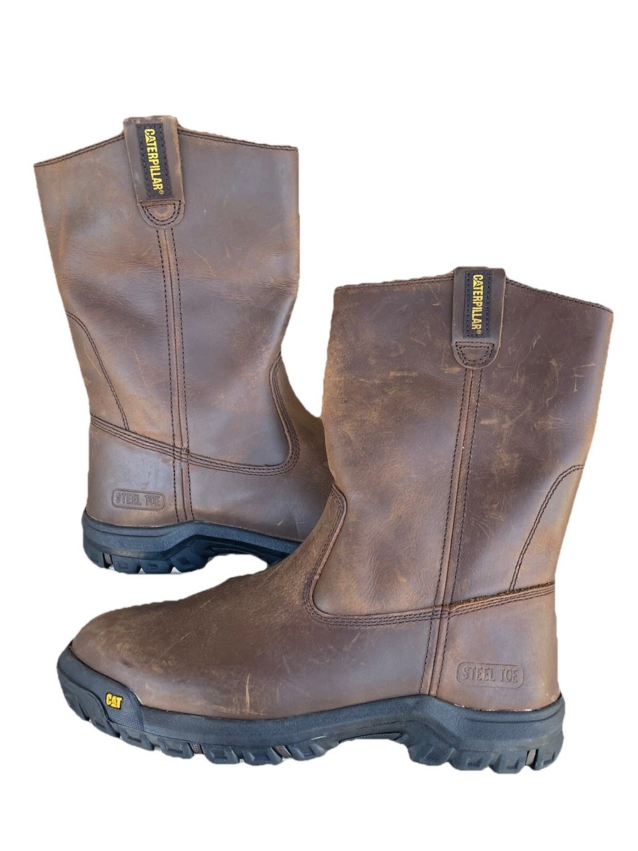 CAT Caterpillar Drawbar Steel Toe Brown Leather Work Boots  display picture 2