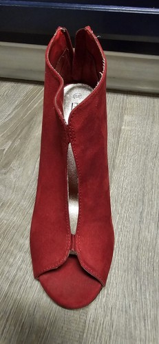 Botines de gamuza con punta abierta rojos Hot Tomato para mujer de tacón alto talla 9,5 M - Imagen 5 de 13