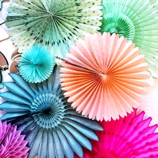 Party Decorations Huge Lot of  Hanging Honeycomb Balls Fans Used & Unused 37 Pcs