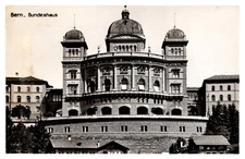 postcard Bern Switzerland Bundeshaus-Parliament Building RPPC 8312