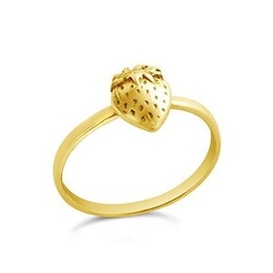 Authentic Azaggi Gold Plated Lovely Sweet Strawberry Fruit Stackable Ring Women Jewelry