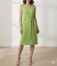 Ellen Tracy Dress Sz 6 NWT Lime Green Sheath Career Cocktail Slit Normcore Retro
