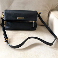 Michael Kors Black Pebbled Crossbody Bag Gold...