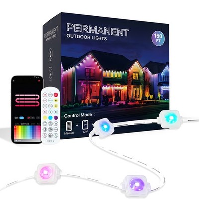 150FT Permanent Outdoor Lights 90 RGB LED Eave Light With APP Remote Control DIY