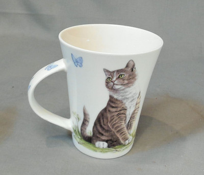 Queens Kitchen Cat Butterfly Fine China Mug Up To Mischief 8 oz