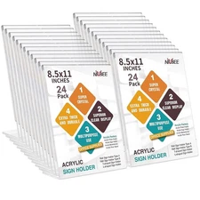 24 Pack Acrylic Sign Holder 8.5 x 11 Inches Slanted Back, Clear Plastic Sign ...