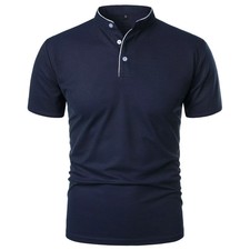 Summer Men's Short Sleeve Polo Collar Tshirt Solid Color Casual Polo Shirt