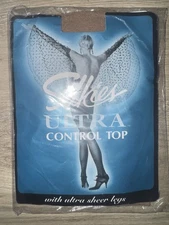 SEALED VINTAGE SILKIES ULTRA CONTROL TOP PANTYHOSE NUDE OR MOCHA MEDIUM OR QUEEN