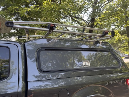 15-20 F150 Leer Cap For 6.5’ Bed with Rolling Ladder Rack and Tool Box ...