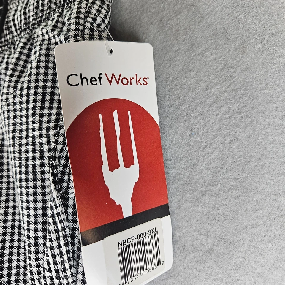 Chef Works Pants 3XL Black White Check Elastic Waist Drawstring Workwear Uniform - Image 3 of 4