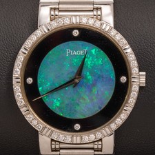 Piaget Vintage Tänzer 94024 K 81 18K Gold Diamant Uhr Opal & Onyx Ziffernblatt