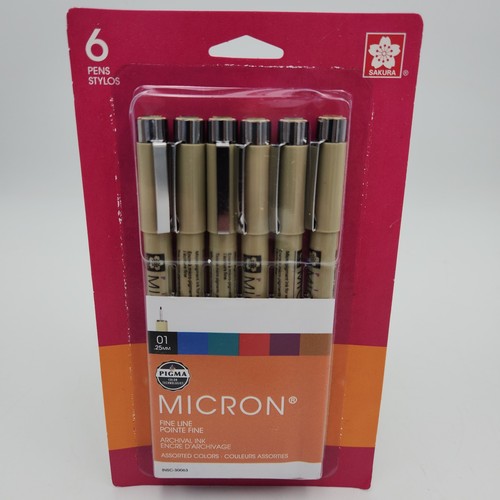 Juego de bolígrafos de tinta de línea fina Sakura Pigma Micron .25 mm 01 6 unidades colores surtidos 30063 - Imagen 2 de 8