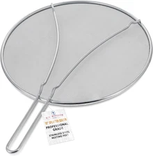 U.S. Kitchen Supply Stainless Steel Splatter Guard 13" Fine Mesh Cover, Grease &