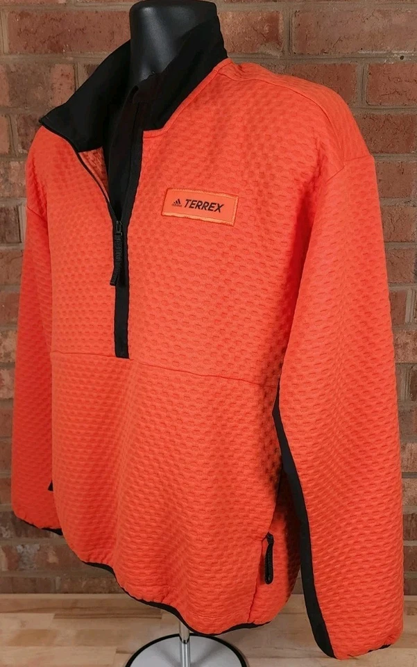 Adidas TERREX Utilitas Masculino Caminhada 1/4 Zíper Waffle Lã Impacto Laranja Grande - Imagem 2 de 4