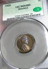 1928 Lincoln Cent Wheat Penny CAC MS-64 Graded Witterbrick ---- #703C