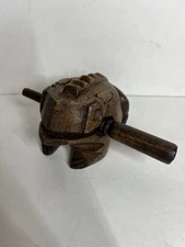 Hand Carved Wooden Wood Frog Percussion Musical Instrument 4” Inches Long