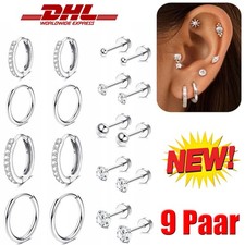 9 Paar Ohrringe Silber Set Medizinische Ohrst...
