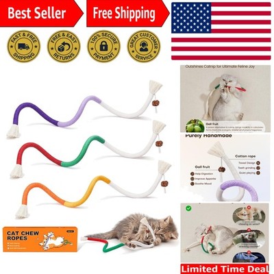 3Pcs Cat Chew Ropes with Refillable Catnip - Safe Toys for Dental Health