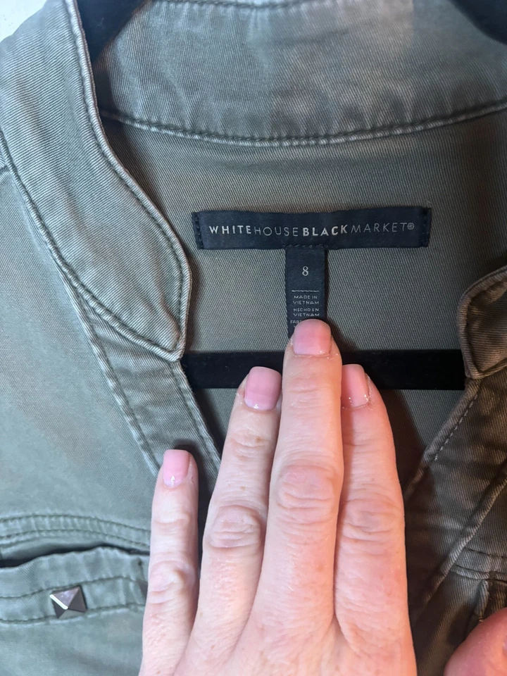 Vestido Camisa Casa Blanca Mercado Negro Verde Ejército Con Cinturón Extraíble Talla 8 Foto 4 de 4