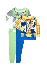Toy Story Toddler Boy's Buzz Lightyear and Woody 4-Piece Long-Sleeved Pajama Set