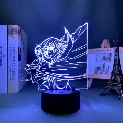 3D Lamp Anime Collectible Code Geass Lelouch Lamperouge 7 Color USB Night Light