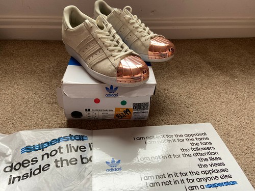 Adidas Superstar años 80 Metal Blanco Rosa Beige Dorado Talla UK 5 Mujer Damas eBay